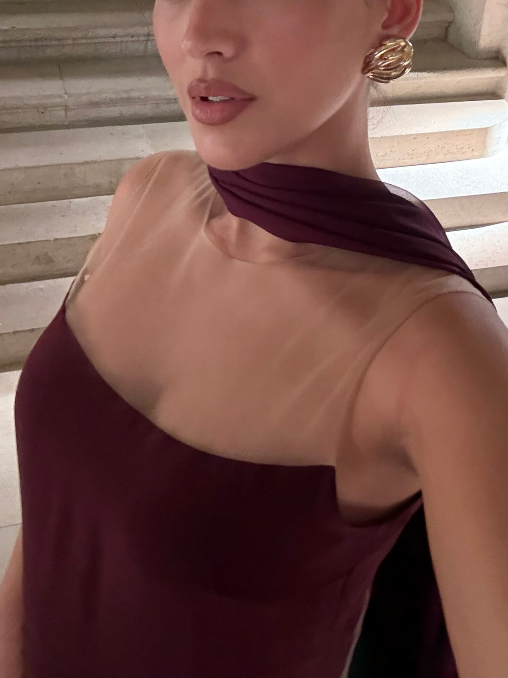 Elegant Sheer Cape Maxi Dress