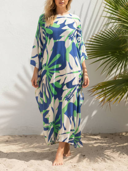Boho Print Asymmetrical Maxi Dress