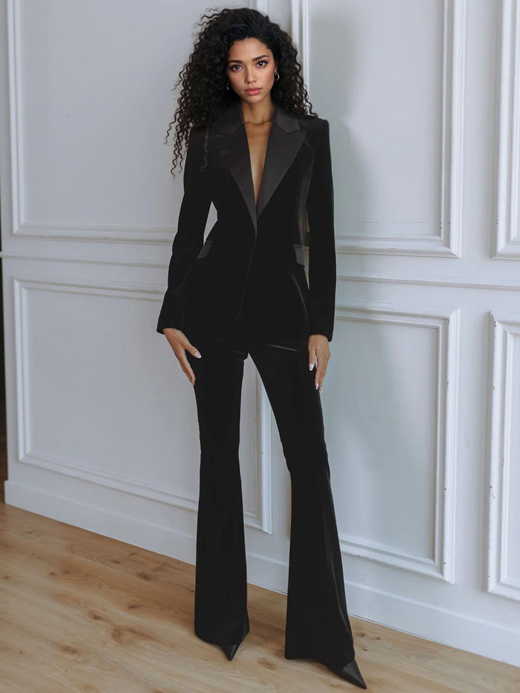 Elegant Velvet Flared Pants