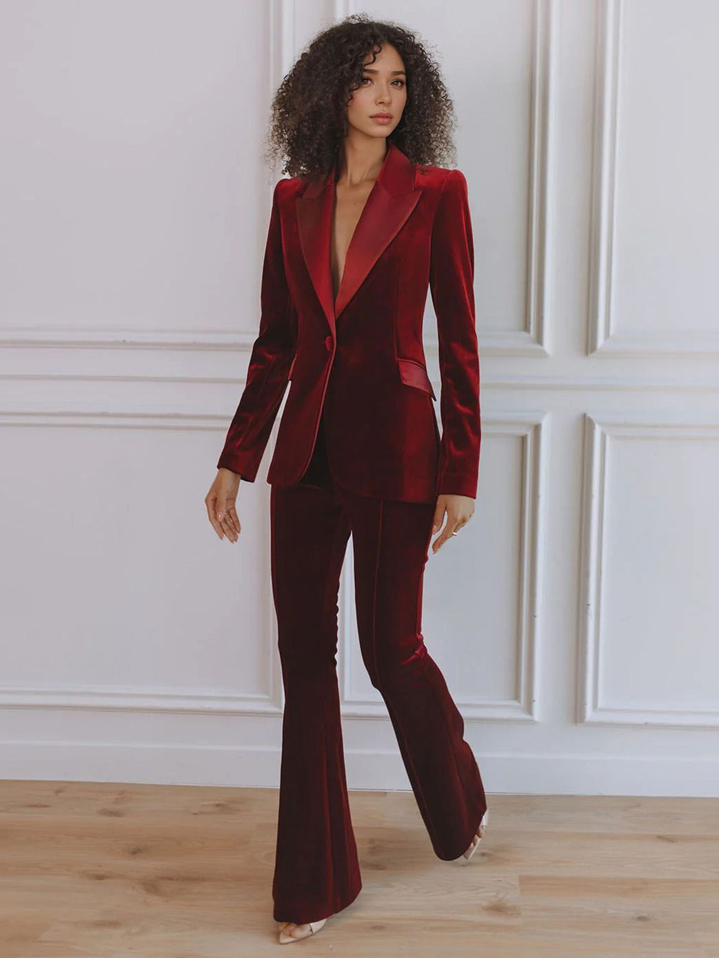 Elegant Velvet Flared Pants