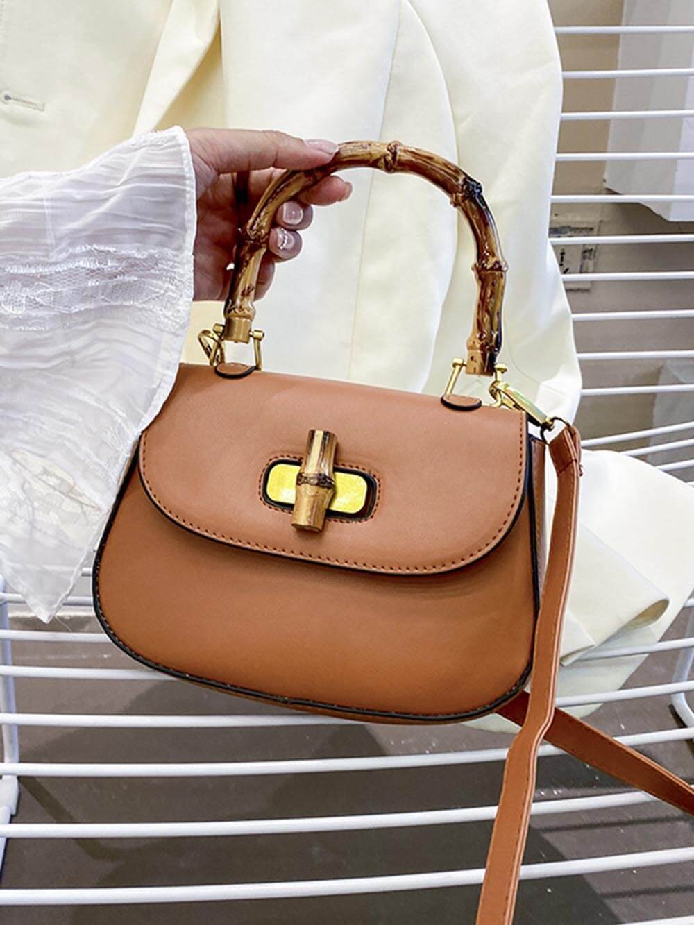 Retro Bamboo Shoulder Crossbody Handbag