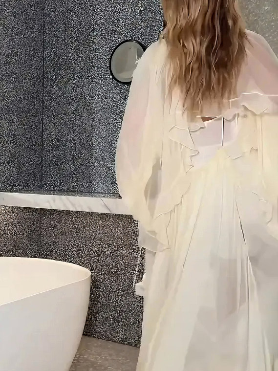 Elegant Ruffled Chiffon Flowy Maxi Dress