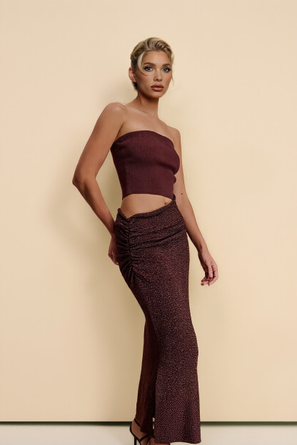 Elegant Strapless Off-Shoulder Hollow-Out Knit Maxi Dress