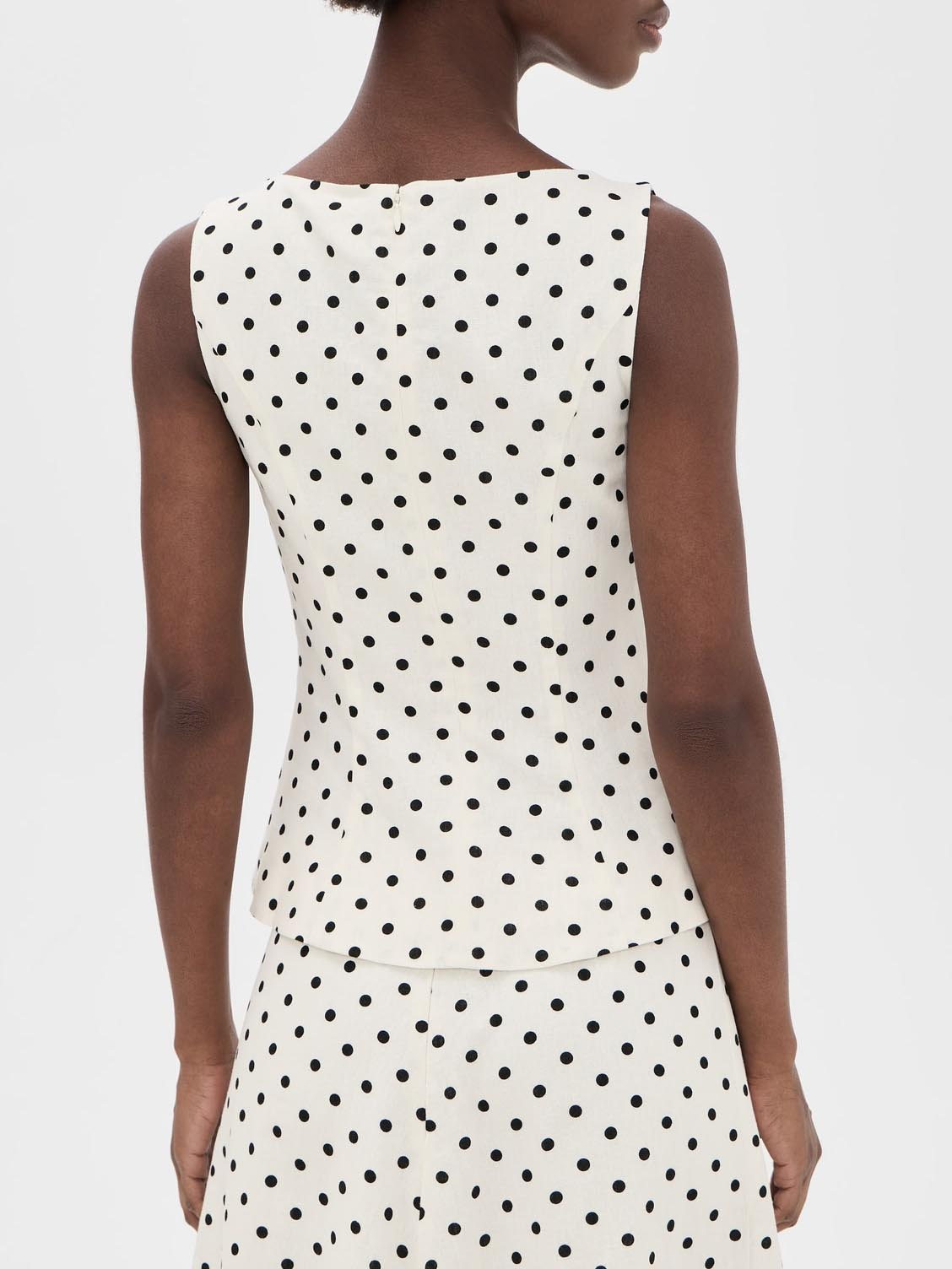 Elegant Polka Dot Sleeveless Top & Skirt Two-Piece Set