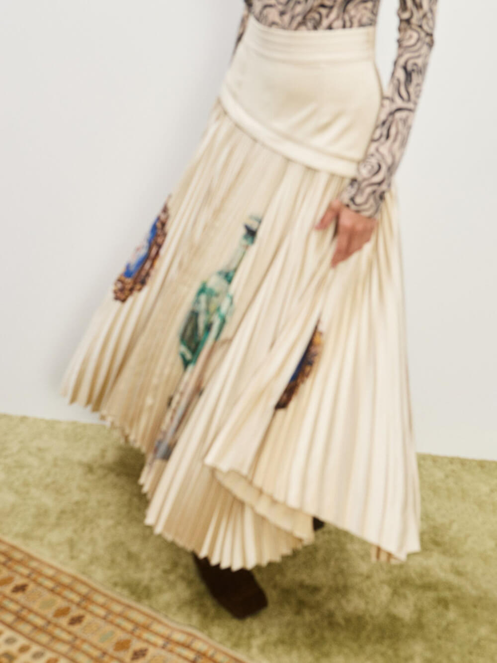 Retro Printed Ruched Tank Top