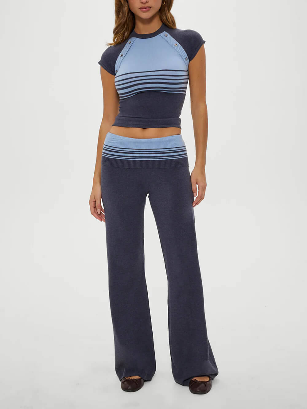 Retro Striped Button-Detail Knit Shirt