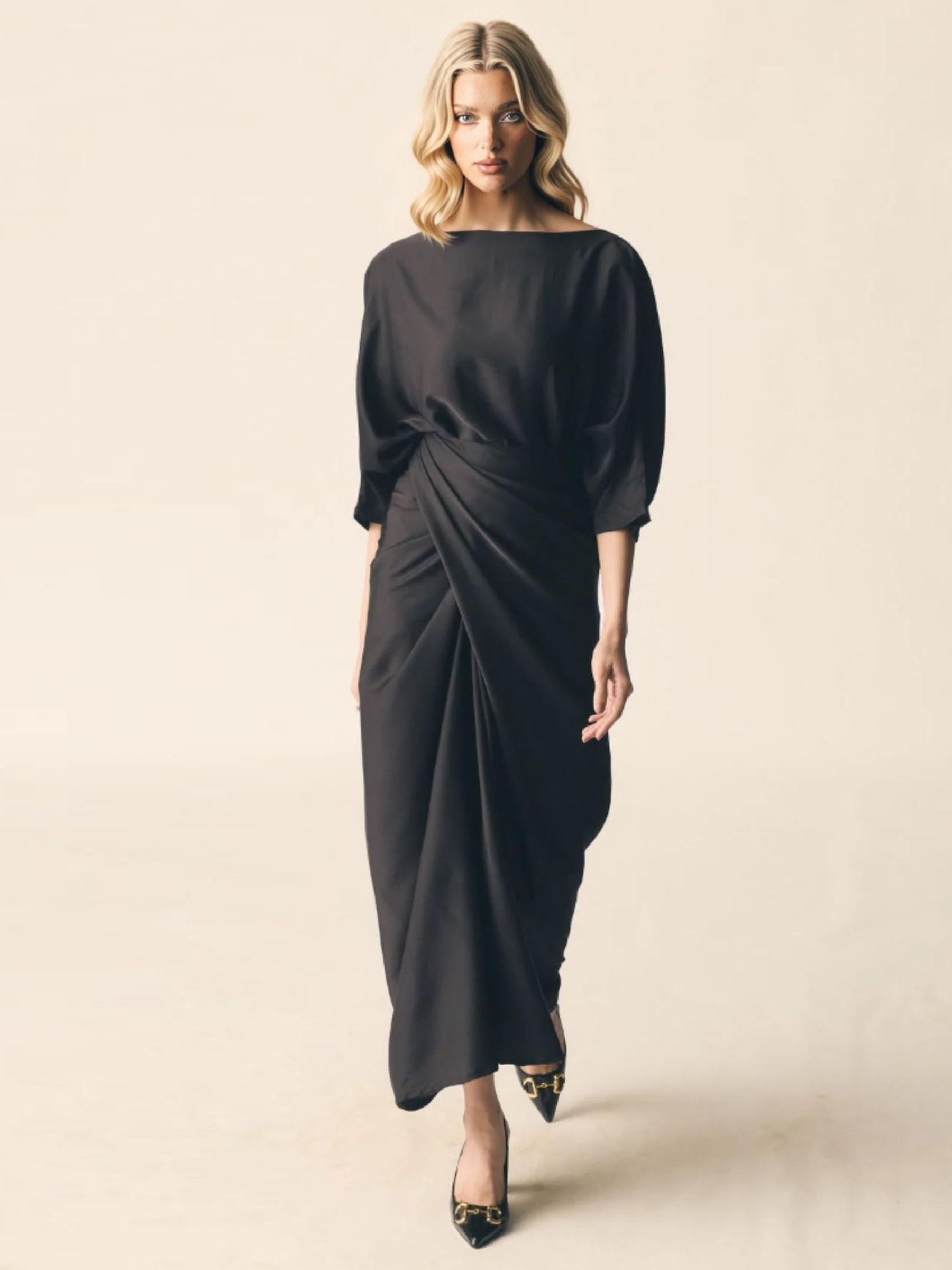 Elegant Pleated Long Dress Two-piece Set