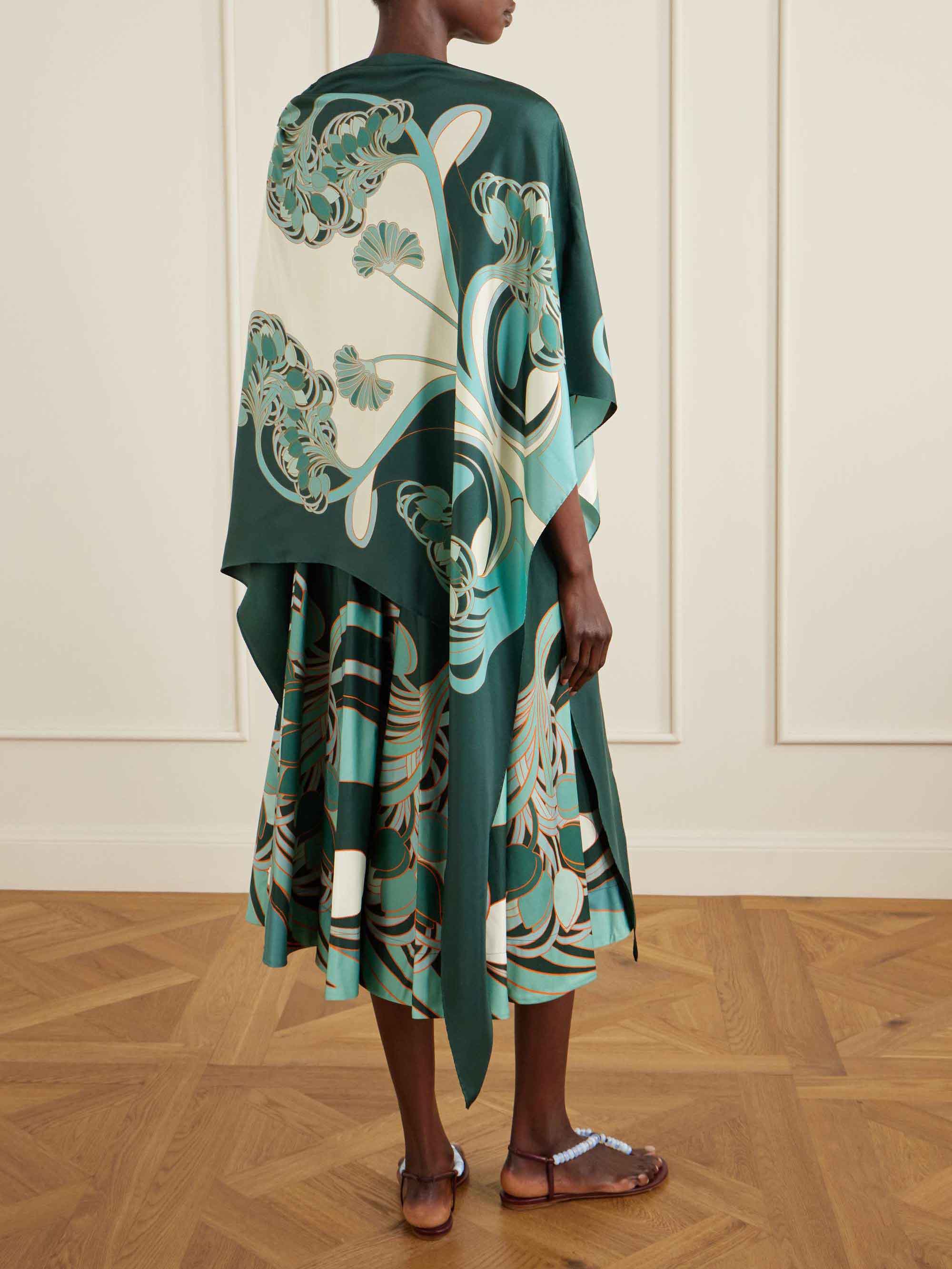Unique Floral Print Satin Irregular Top Two-piece Set