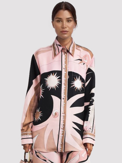 Unique Abstract Floral Print Wide-leg Pants