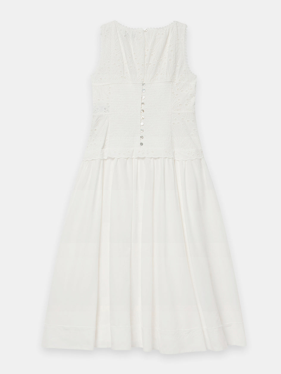 Elegant Sleeveless Lace Panel Midi Dress