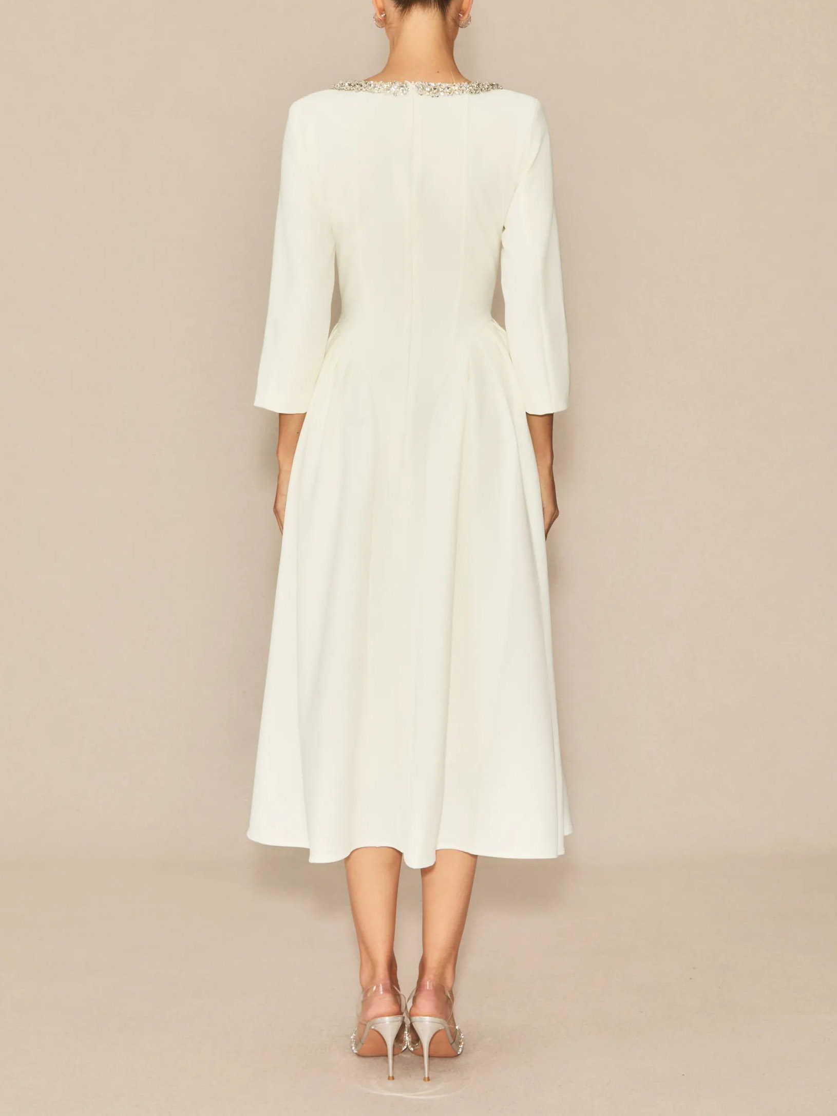 Elegant Crystal Embellished Midi Dress