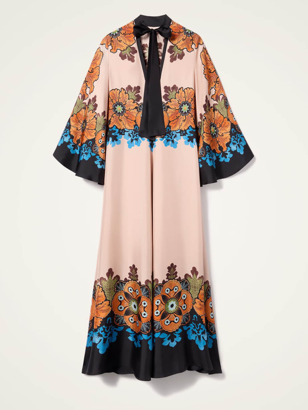 Exquisite Floral Print V-Neck Loose-Fit Maxi Dress