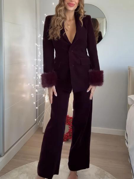 Elegant Blazer & Wide-Leg Pants Two-Piece Set