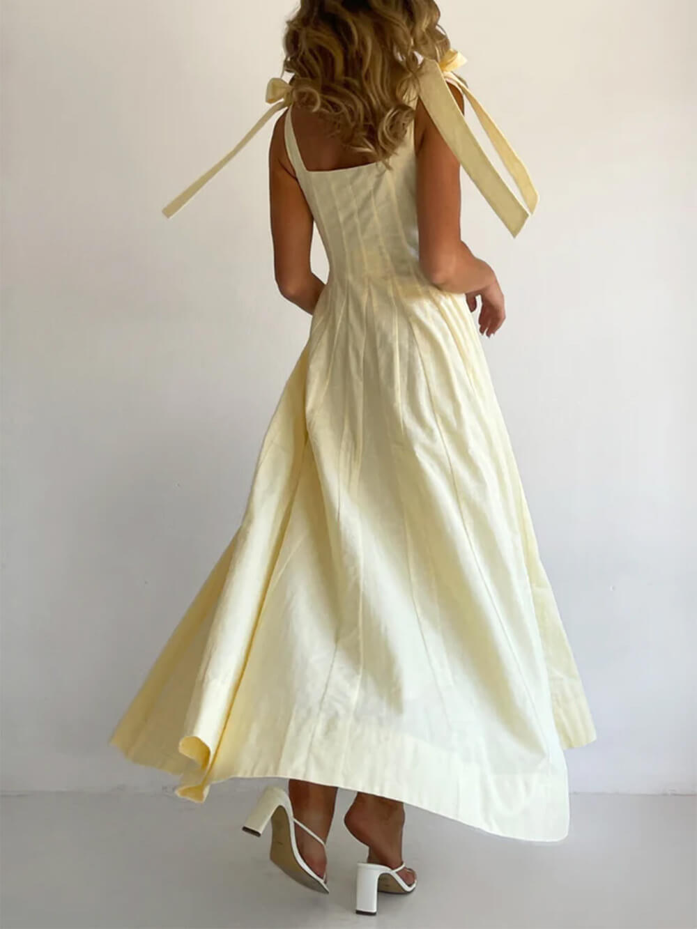 Classic Casual Patchwork Tie-Waist A-line Maxi Dress