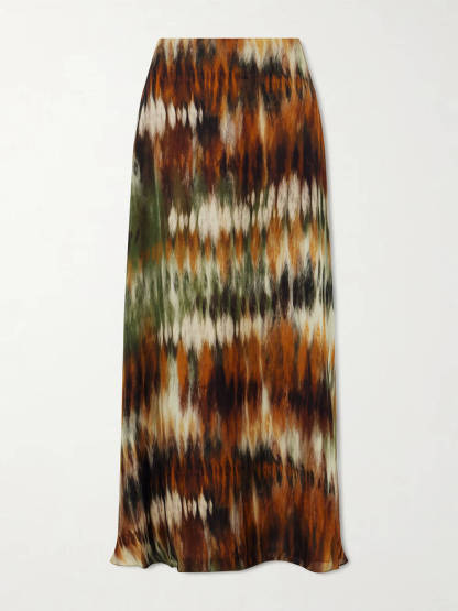 Exquisite Tie-Dye Print High-Waisted Maxi Skirt