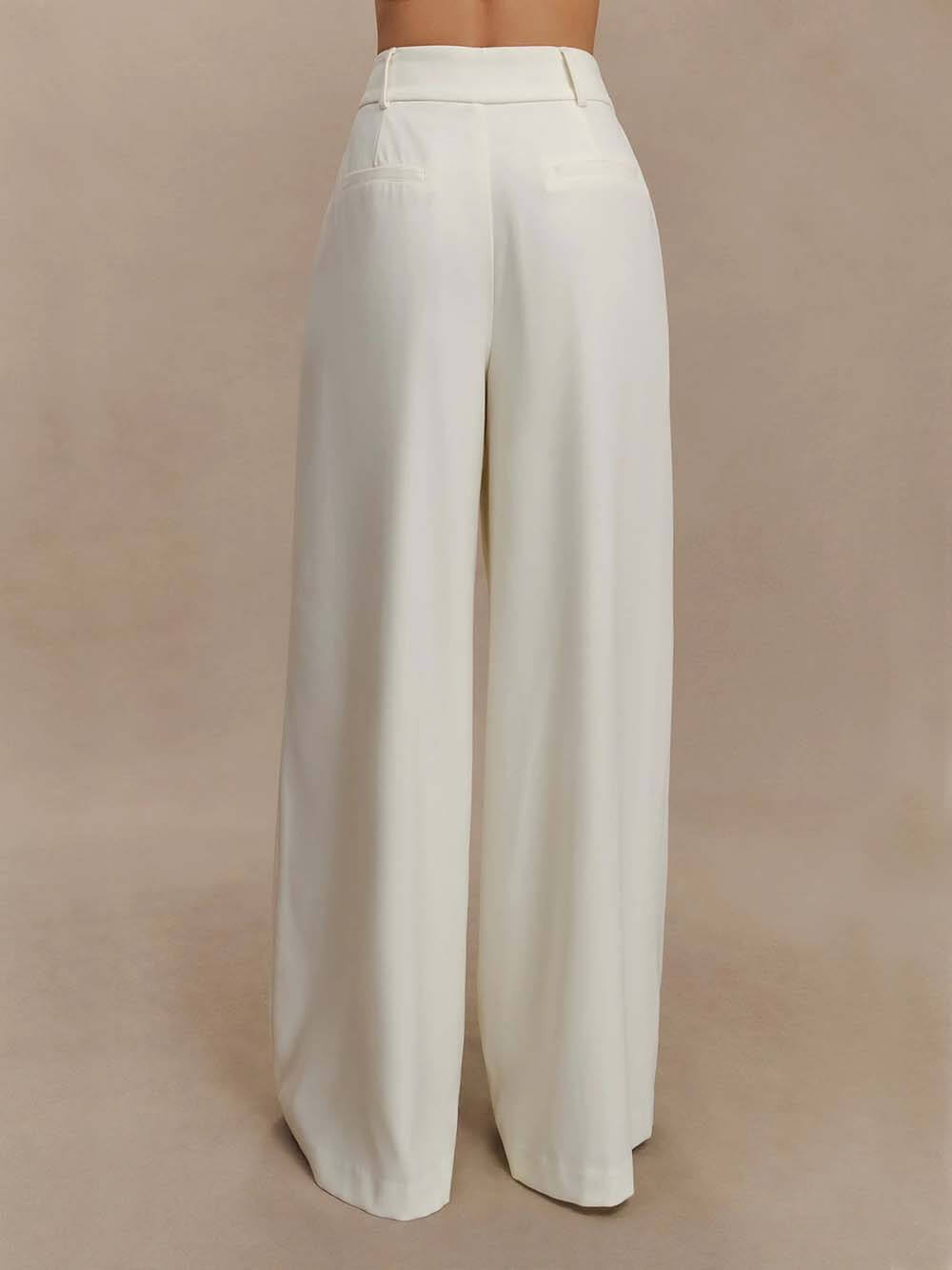 Exquisite Pleated Pocket Wide-Leg Pants