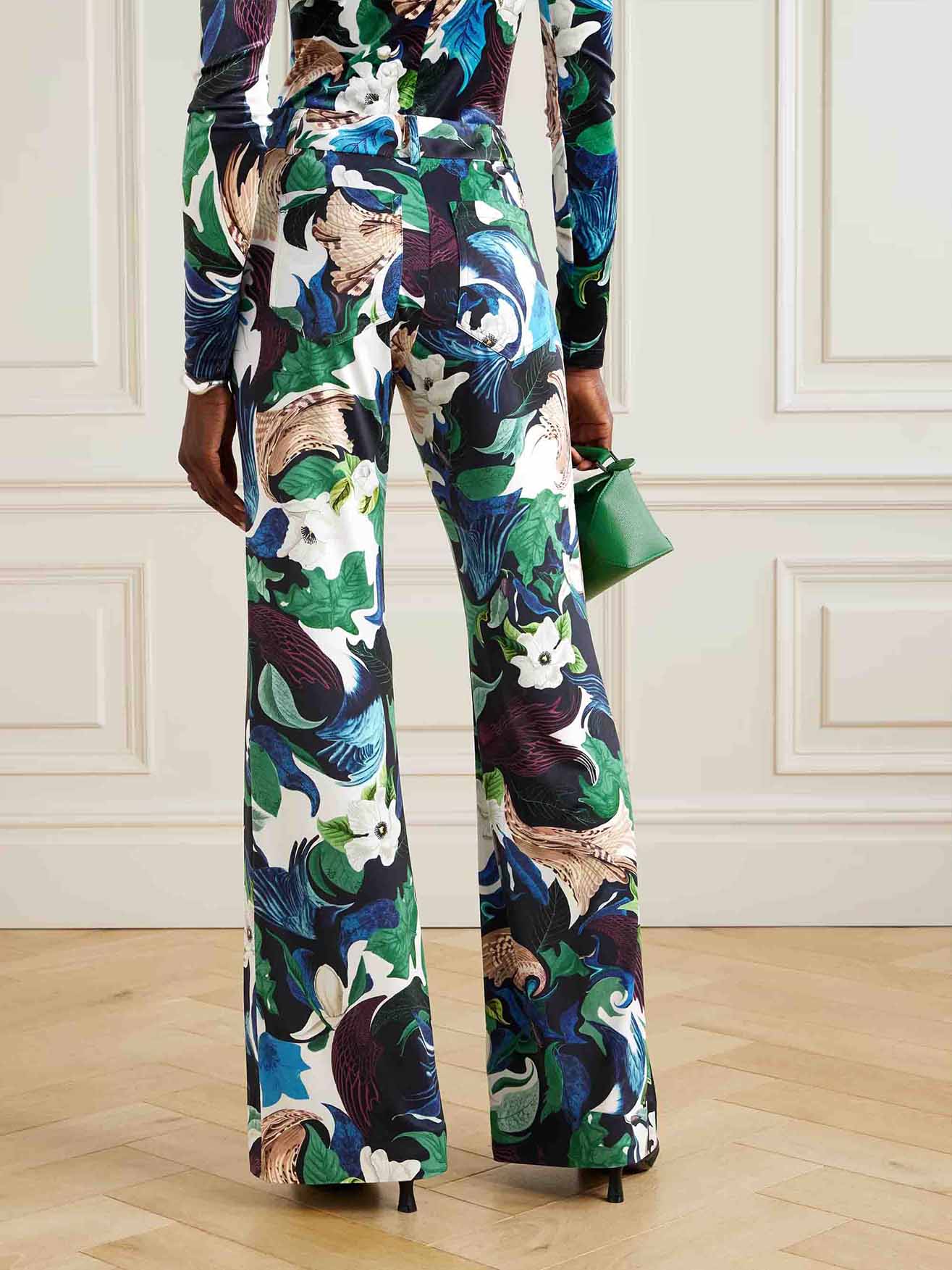 Retro Floral Print High-waist Wide-leg Pants
