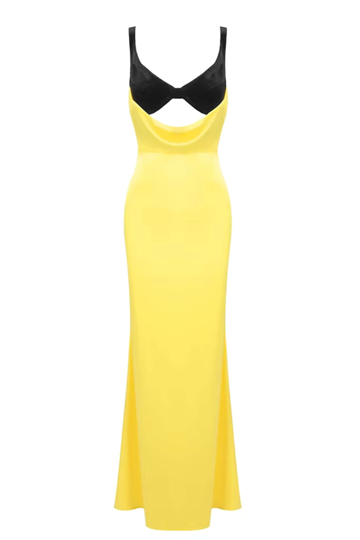 Elegant Colorblock Draped Bustier Maxi Dress