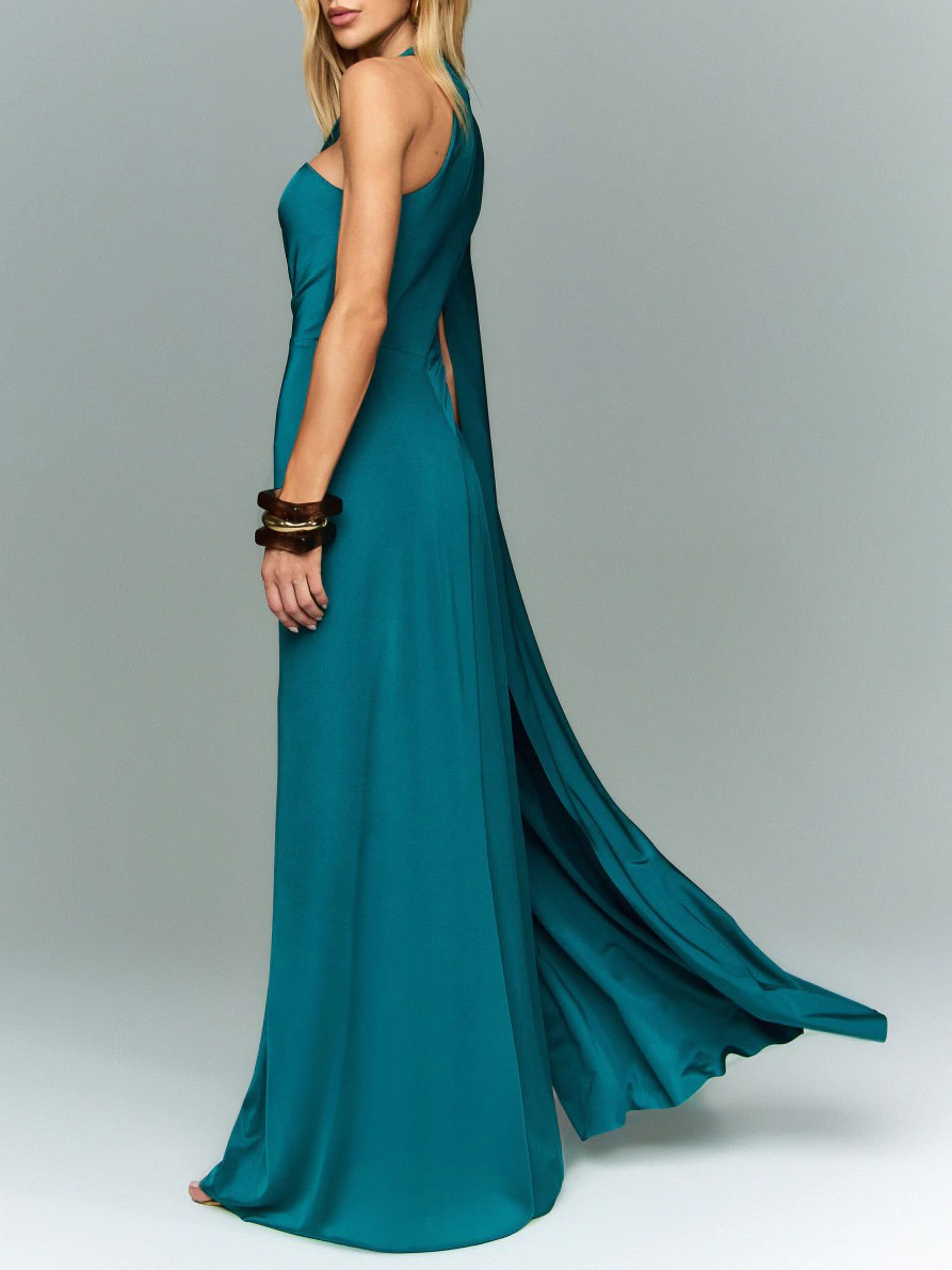 Sexy One-Shoulder Cutout Slit Maxi Dress