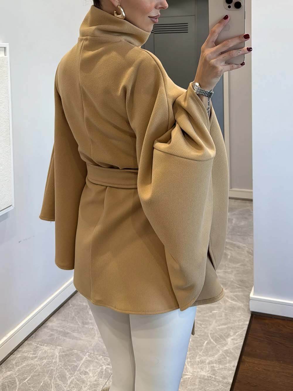 Elegant Classic Belted Cape Coat