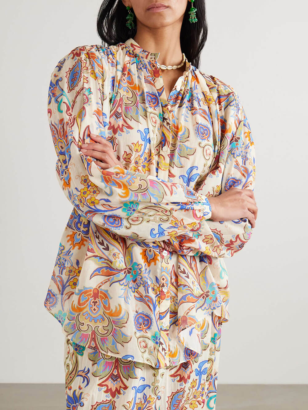 Unique Paisley Print Boho-Chic Layered Midi Skirt