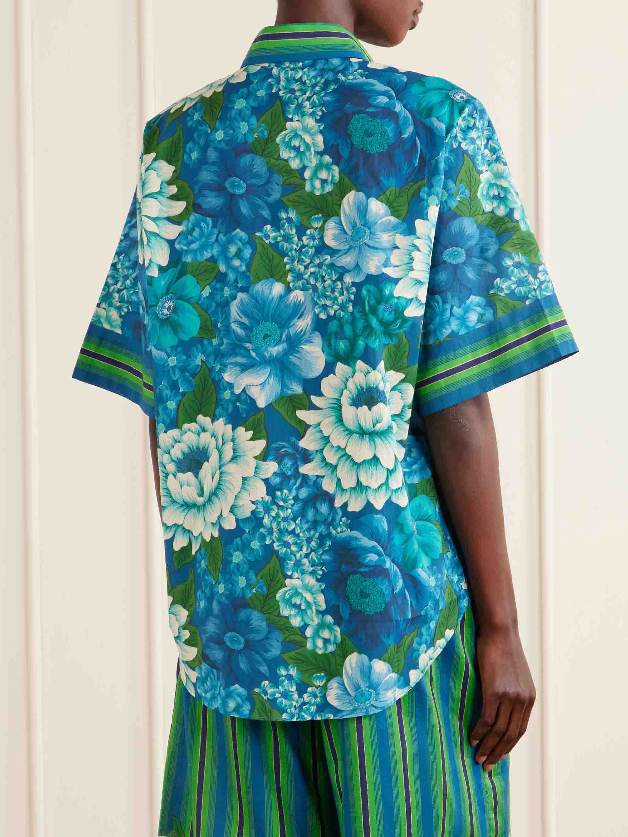 Casual Floral Print Button-Up Shirt