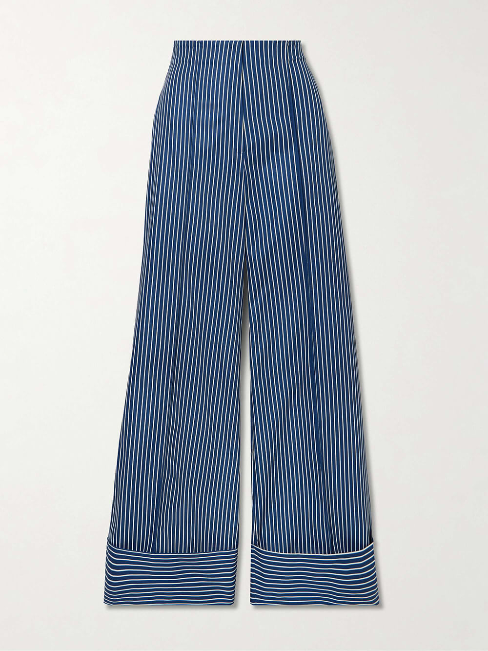 Retro Striped Print Stretch Twill Wide-Leg Pants