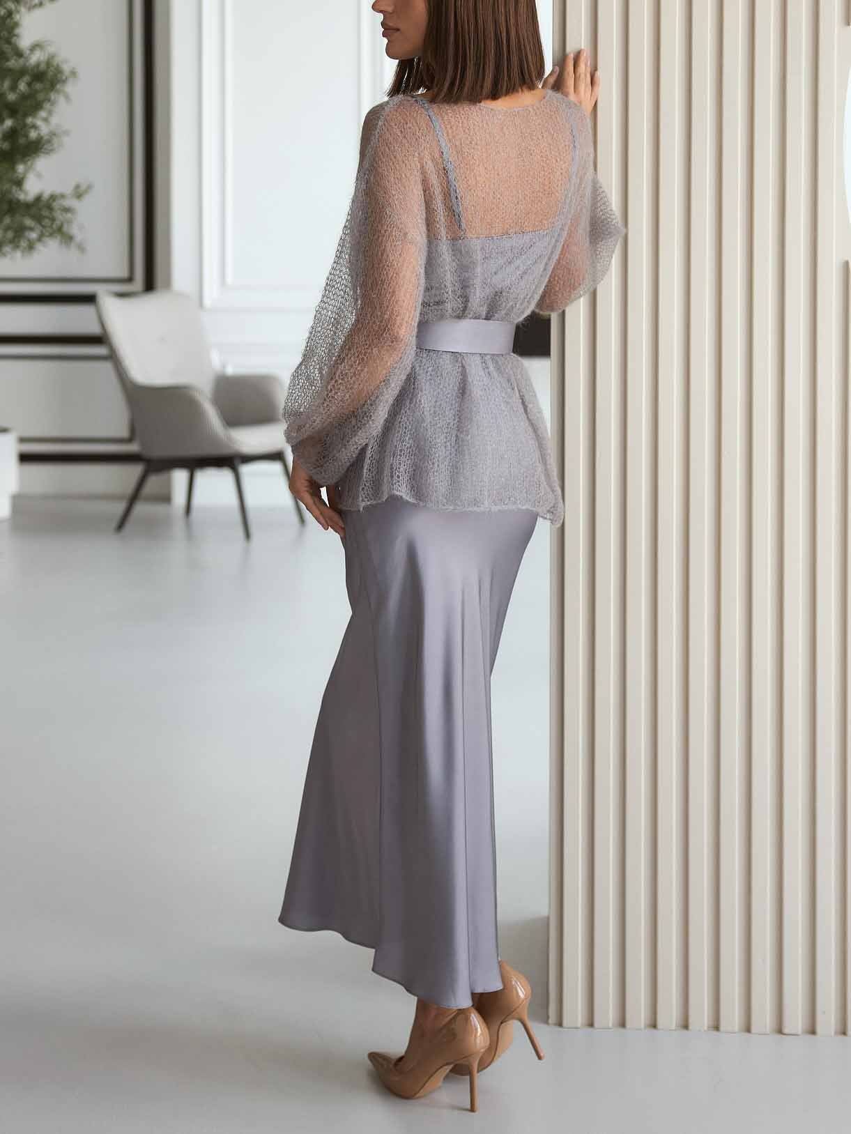 Elegant Sheer Round-Neck Long-Sleeved Sweater