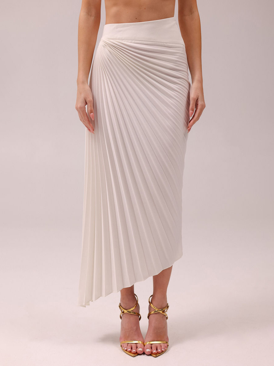 Elegant Asymmetrical Mid-length Pleated Skirt