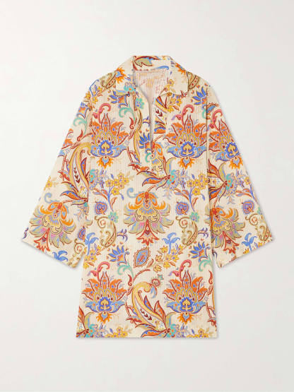 Elegant Paisley Print Loose Mini Dress