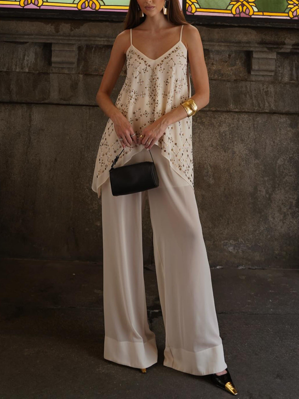 Elegant Vacation V-Neck Camisole Two-Piece Set