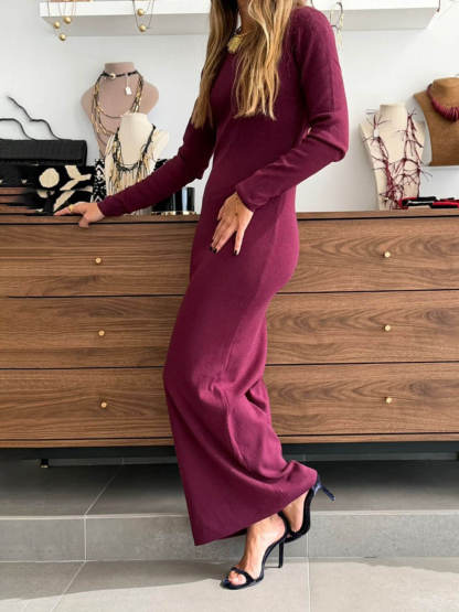 Chic Backless Knit Maxi Dress