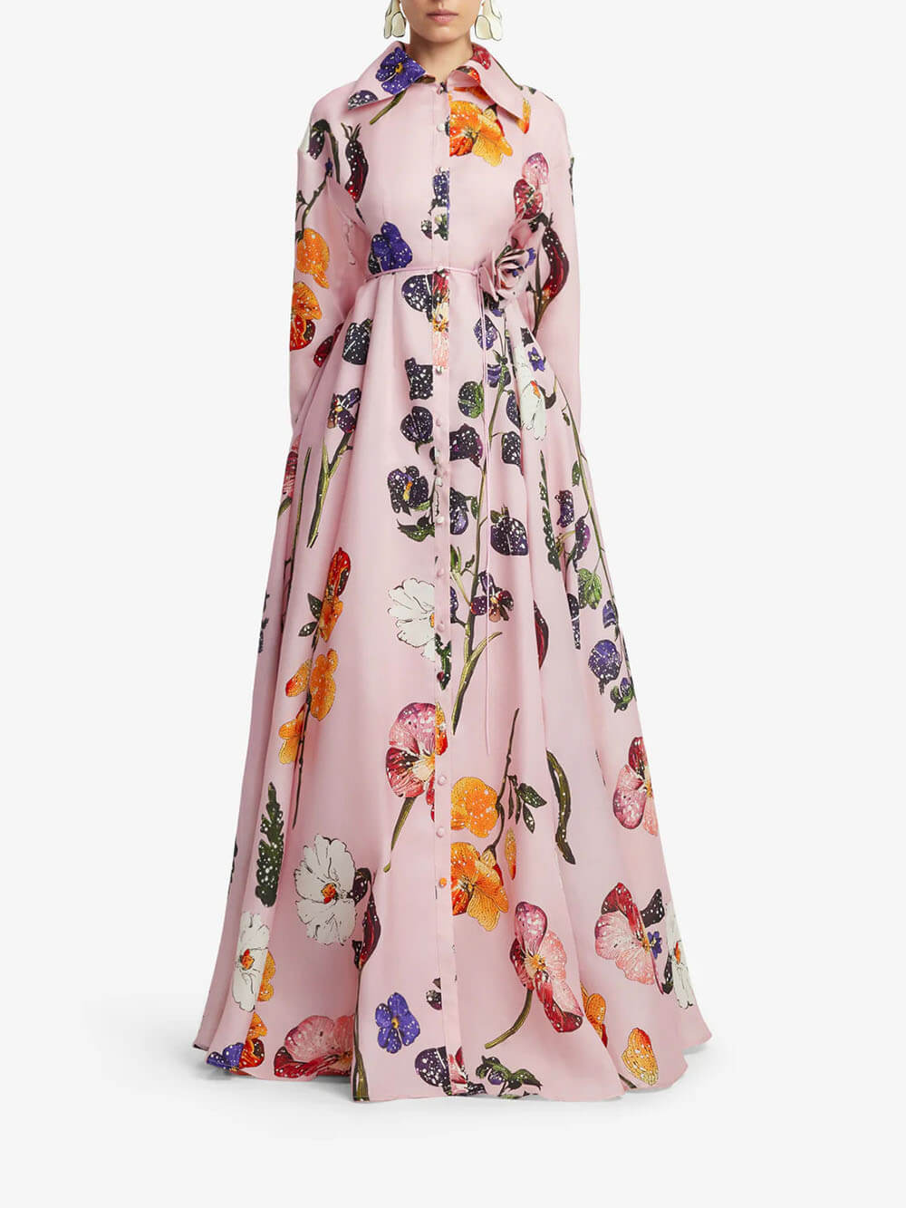 Exquisite Fashion Floral Print Button-Front A-Line Maxi Dress
