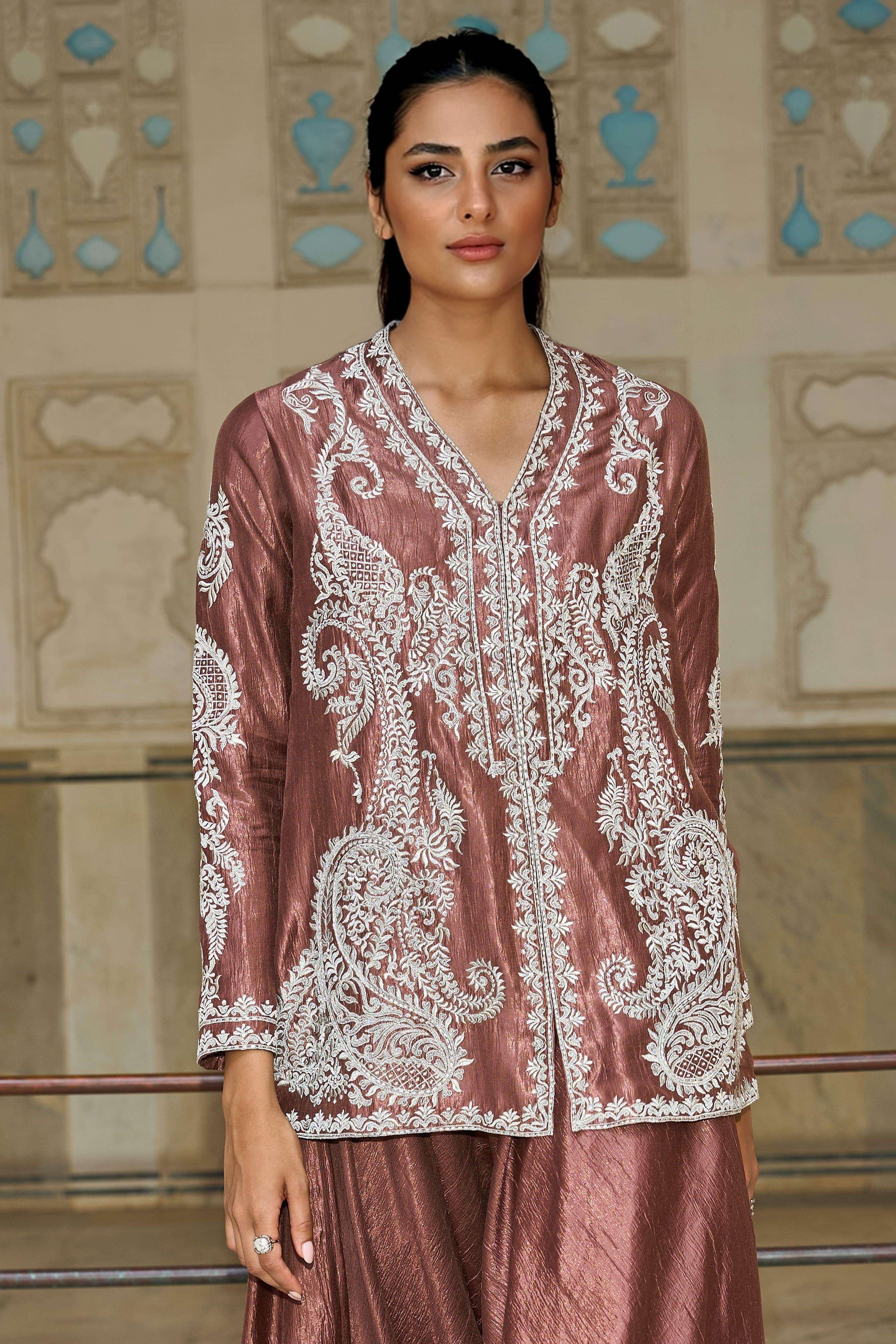 Unique Paisley Pattern V-Neck Loose Top