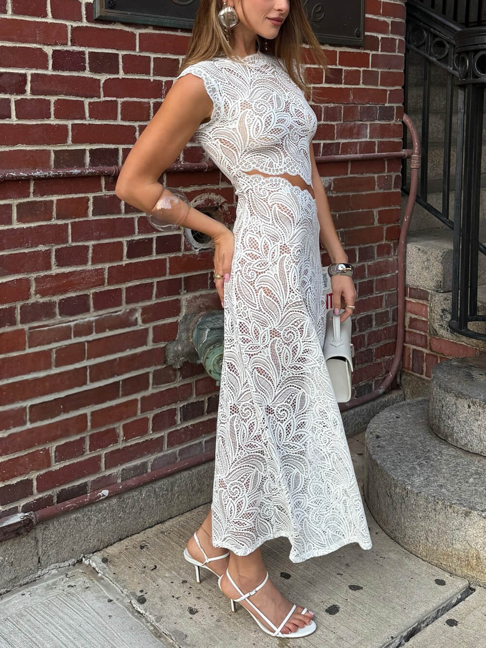  Lace-Trim Bodycon Maxi Dress