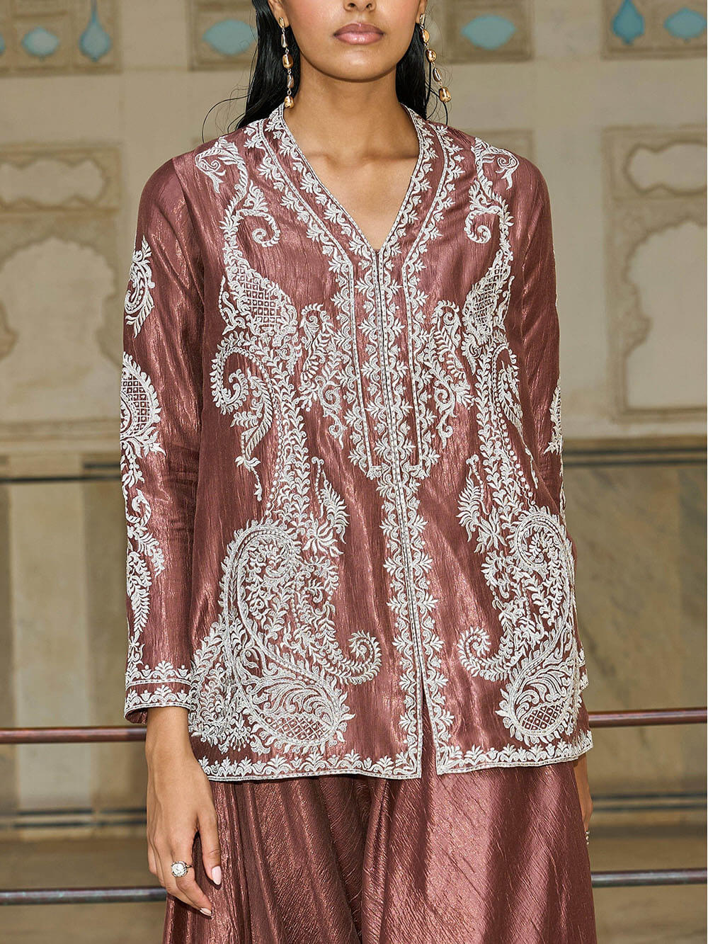Unique Paisley Pattern V-Neck Loose Top