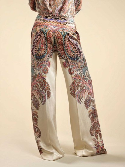 Exquisite Vintage Paisley Print Wide-leg Pants