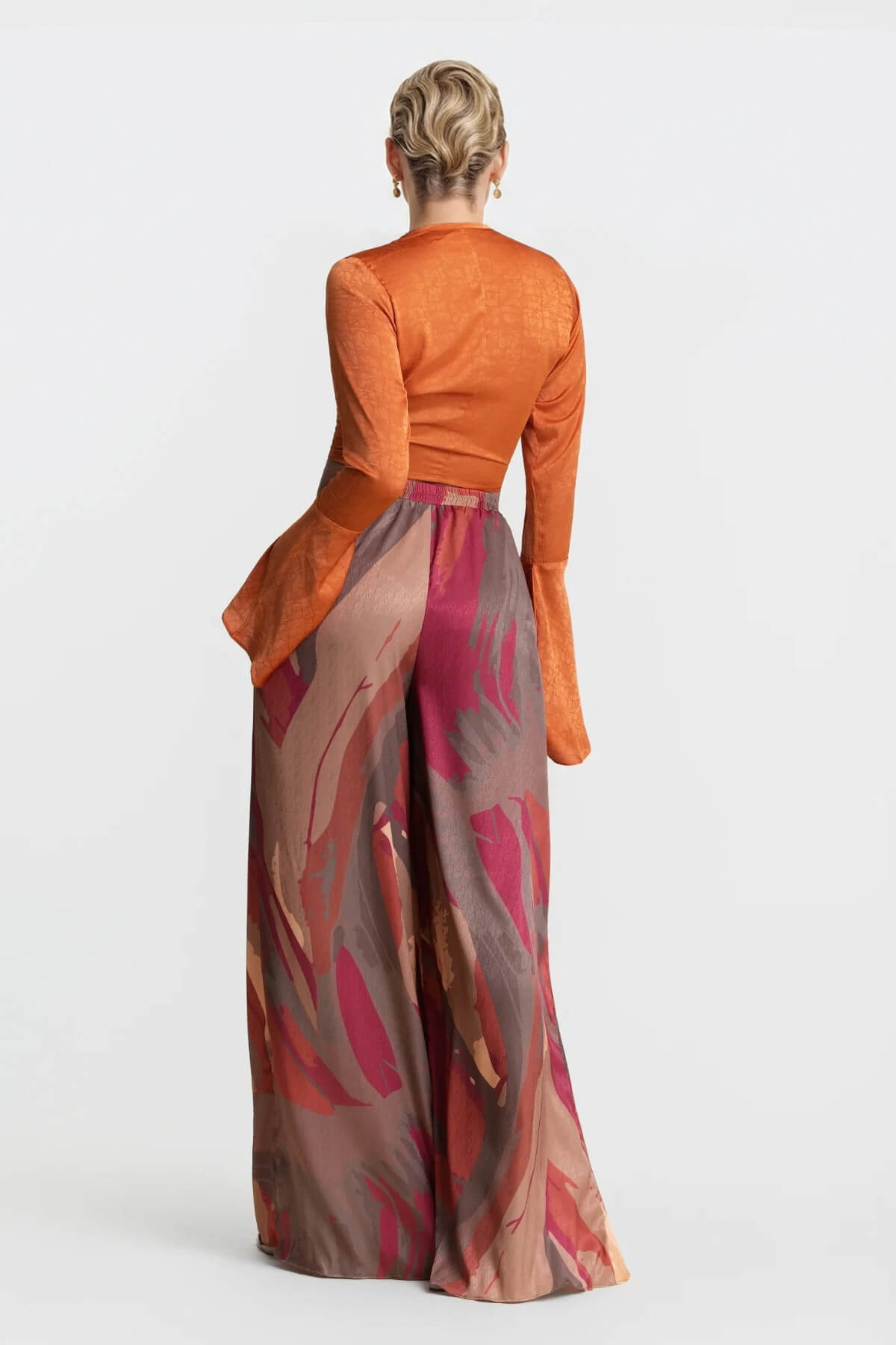 Casual Bell-Sleeve Wrap-Up Tie-Down Top