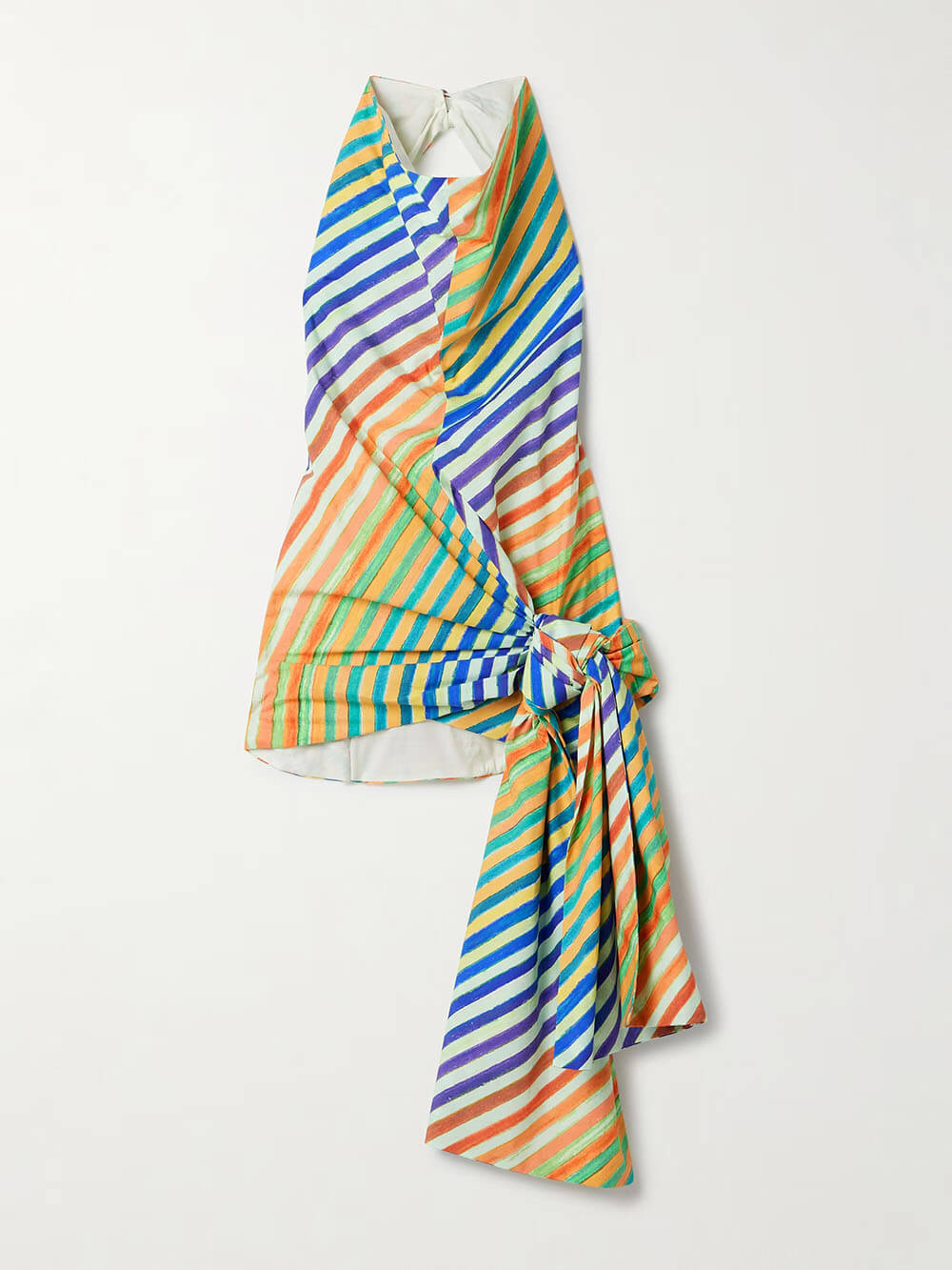 Unique Striped Print Crayon Knot Halter Top