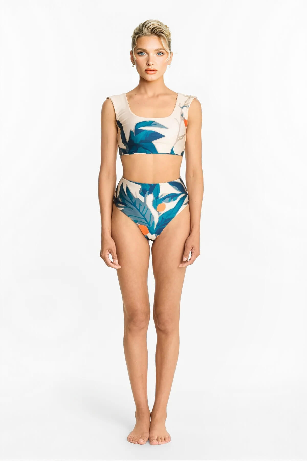 Sexy Tropical Leaf Print Bikini Set