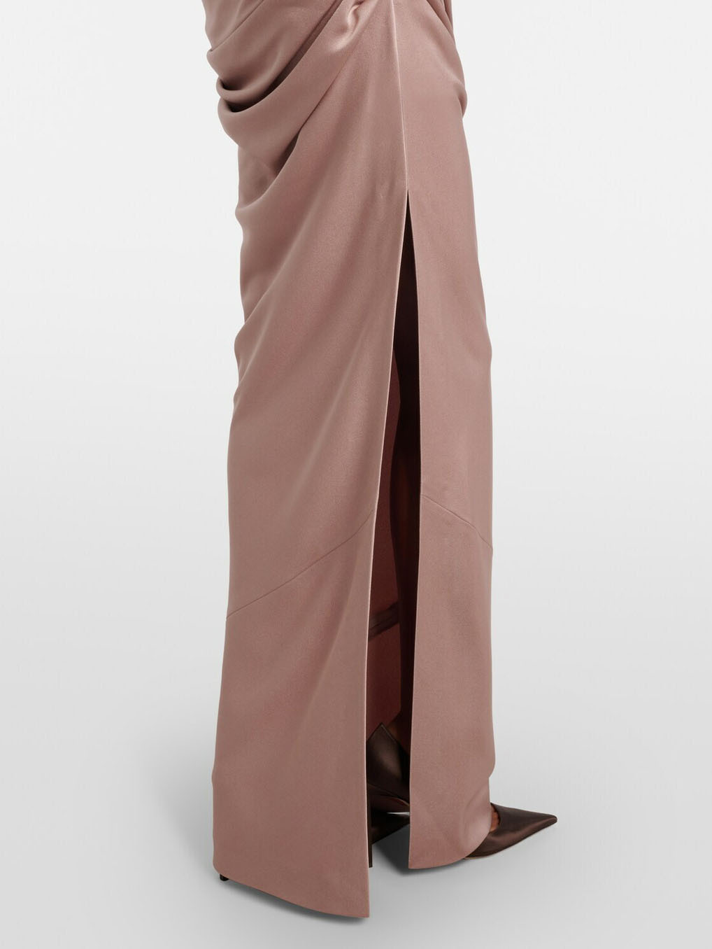 Elegant Strapless Corset Draped Satin Maxi Dress