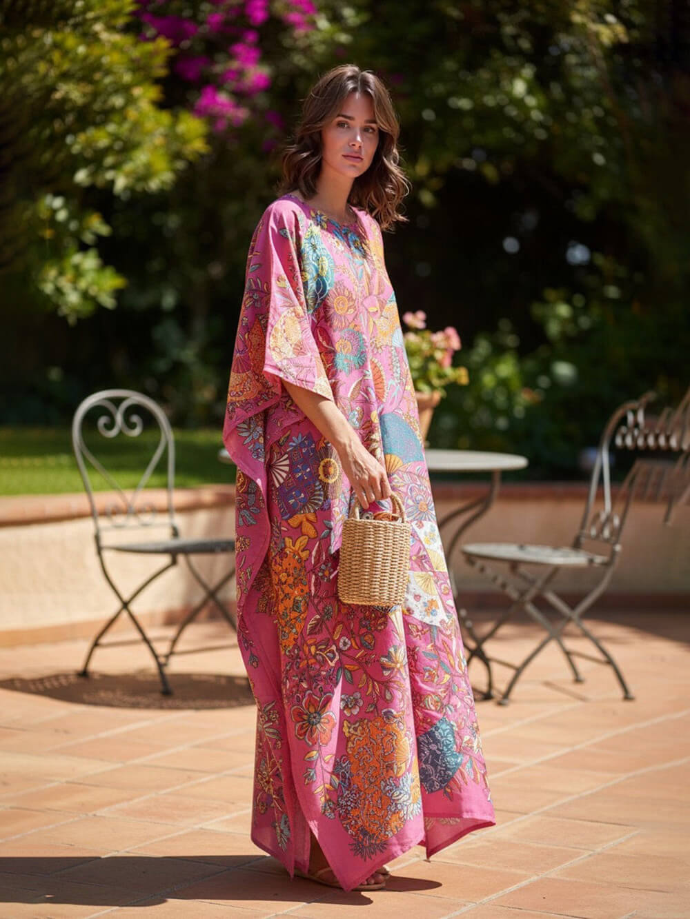 Retro Satin Floral Asymmetrical Vacation Maxi Dress