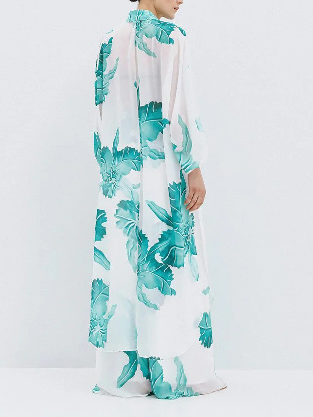 Elegant Gold Floral Print Two Piece Set
