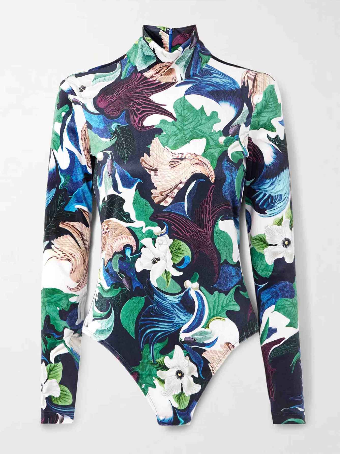 Retro Floral Print Long-sleeved Bodysuit