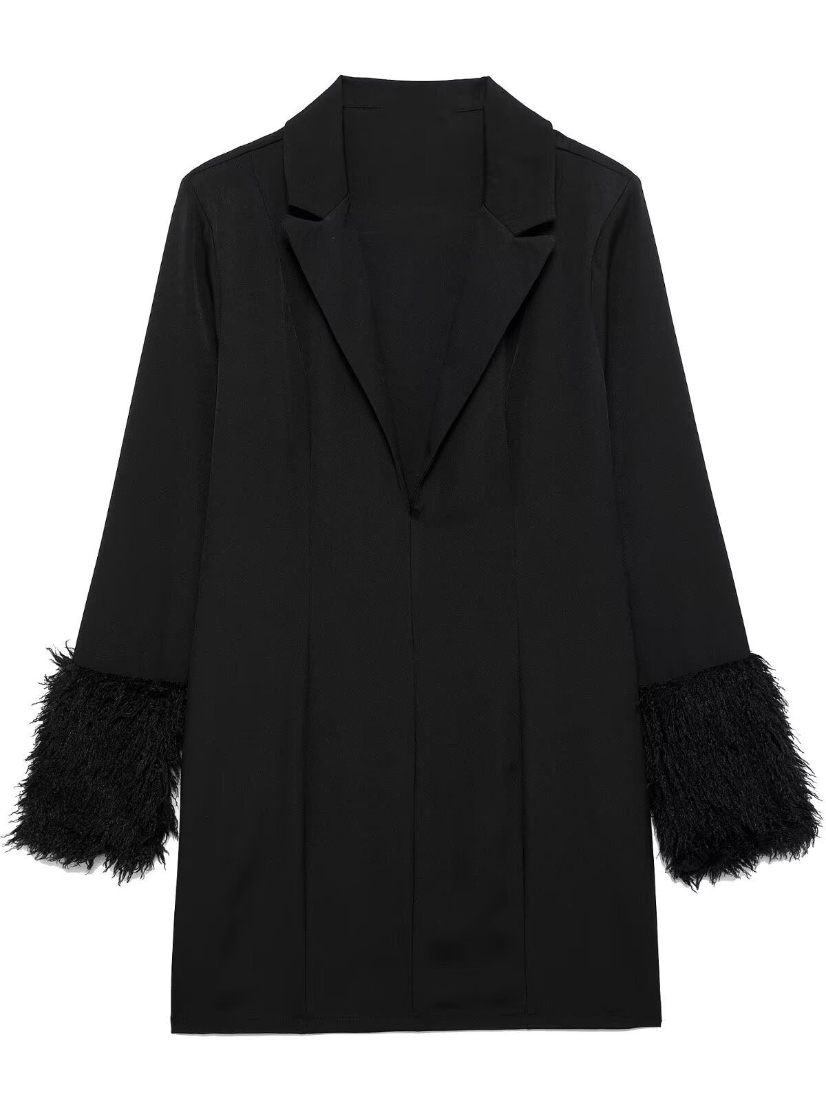 Elegant Faux Fur Cuff Fitted Suit Dress