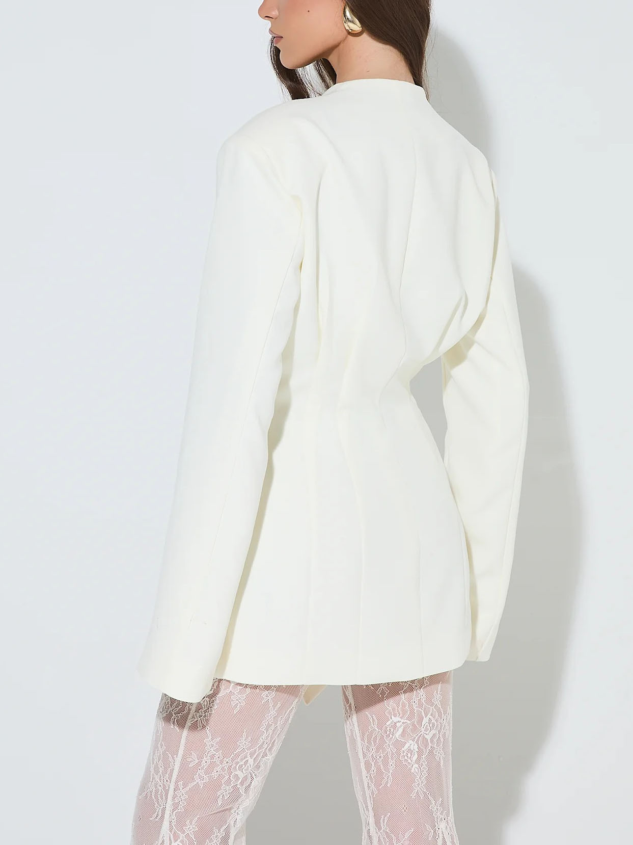 Elegant Minimalist Asymmetric White Blazer