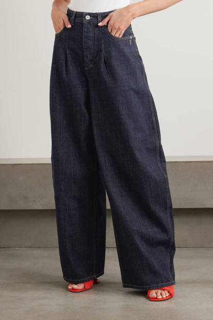 Unique High-Waisted Pleated Straight Leg Jeans