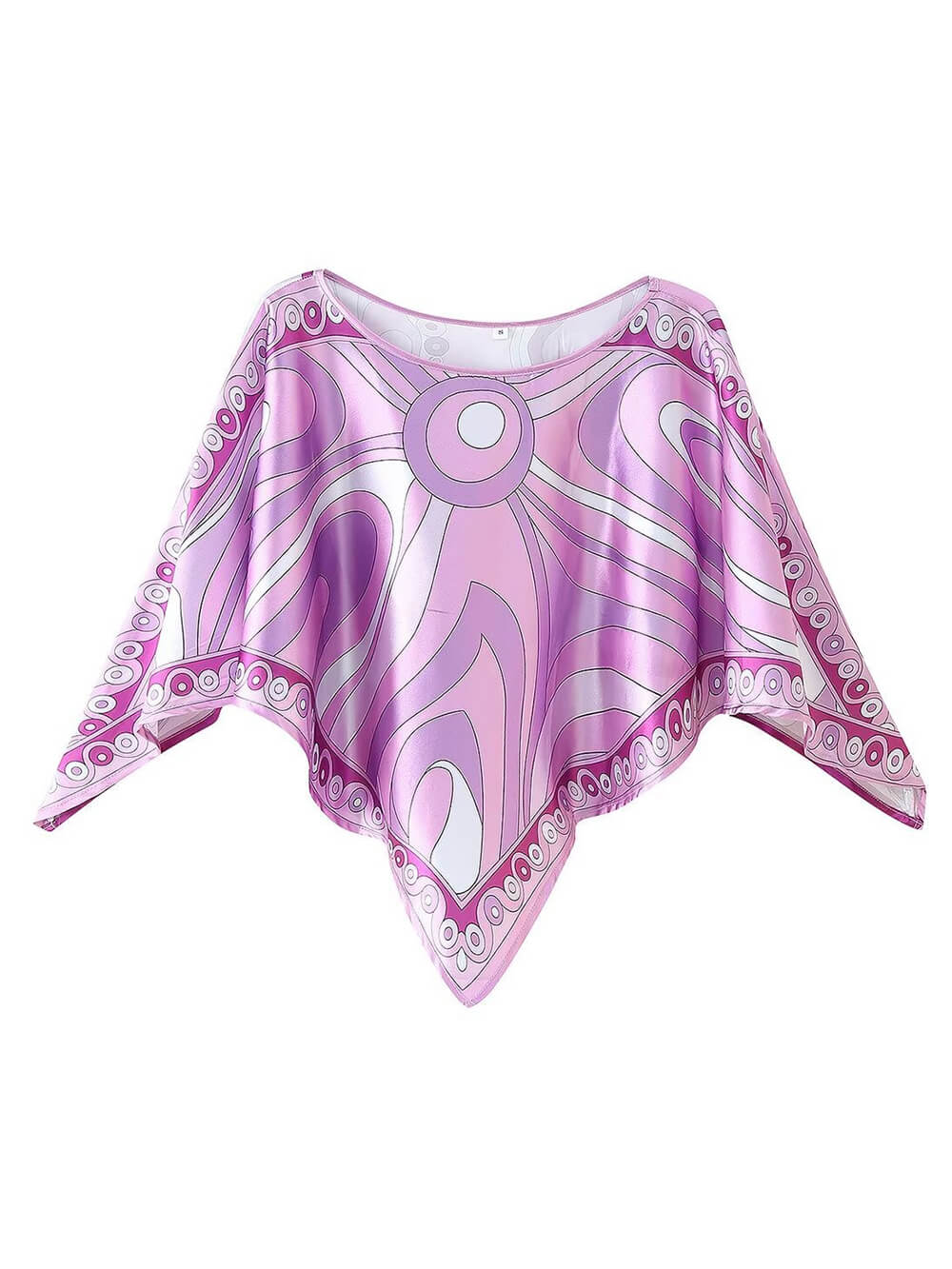 Casual Satin Placement Print Cape Top