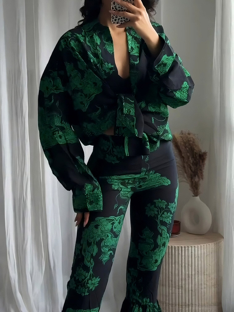 Exquisite Abstract Print Long Shirt