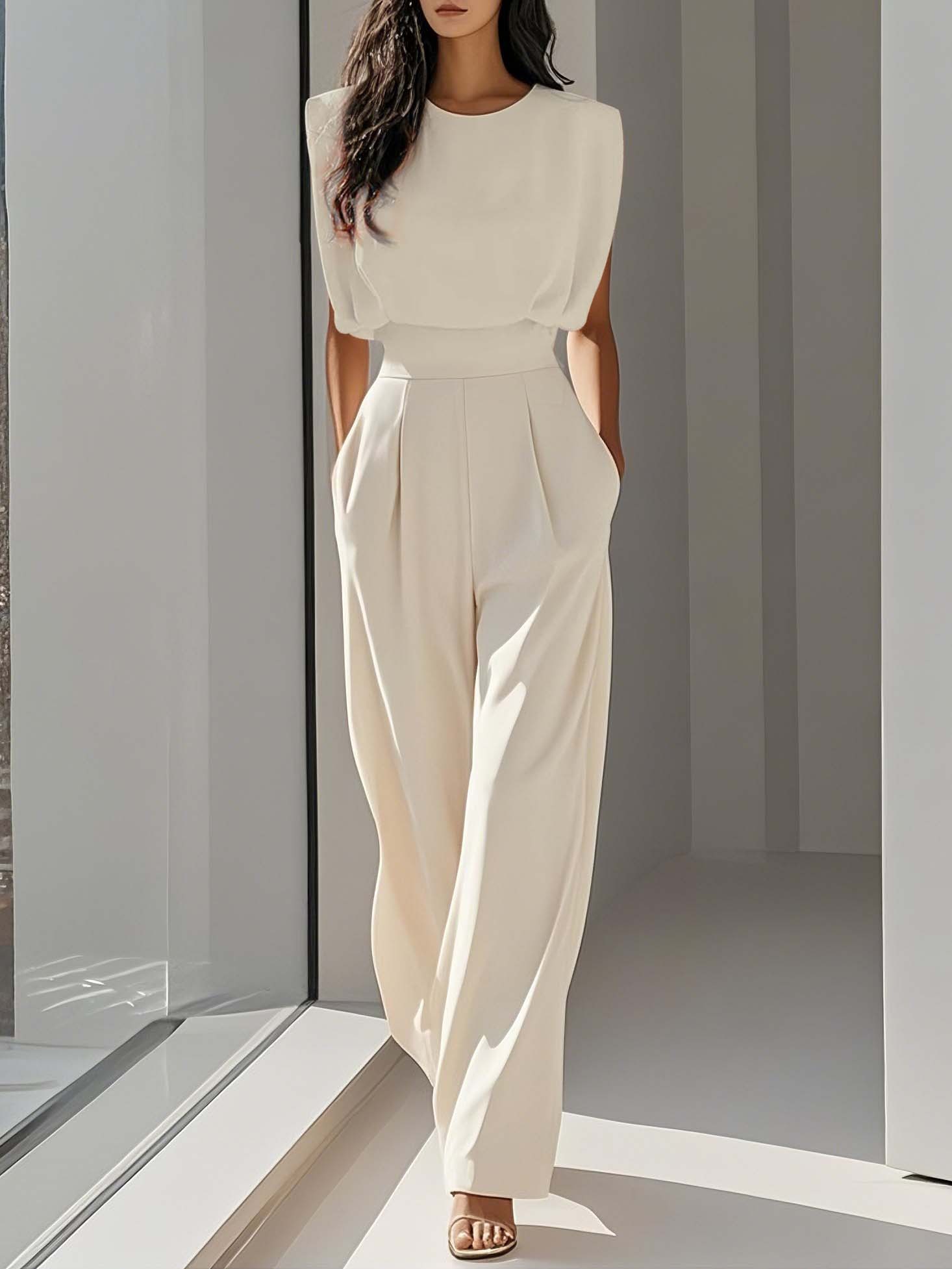 Elegant Sleeveless High Waist Wide Leg Jumpsuit